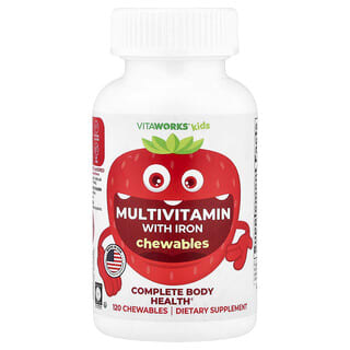 فيتاوركس‏, للأطفال ، فيتامينات متعددة مع حديد ، فواكه مشكلة ، 120 قرصًا للمضغ