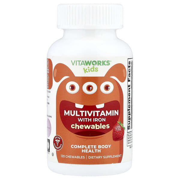 VitaWorks Kids, Multivitamin With Iron, Mixed Fruit, 120 Chewables