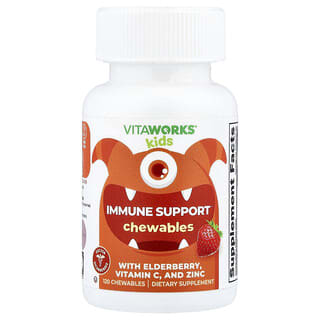 VitaWorks, Niños, Refuerzo inmunitario, Bayas mixtas, 120 comprimidos masticables