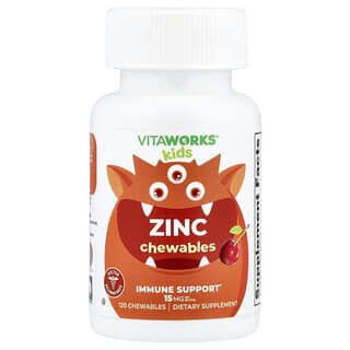 VitaWorks, Crianças, Zinco, Cereja, 120 Cápsulas Mastigáveis