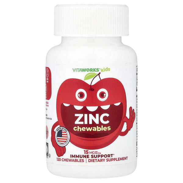 VitaWorks Kids, Zinc, Cherry, 120 Chewables