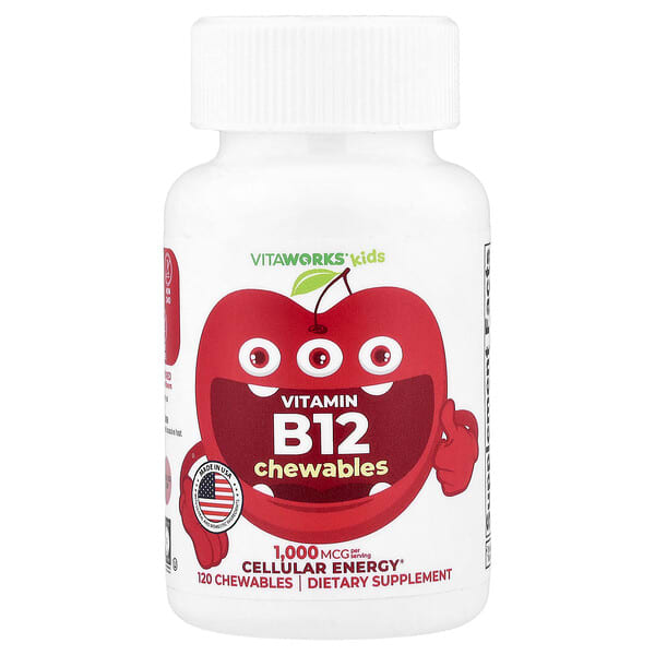 VitaWorks, 兒童，維生素 B12，櫻桃味，120 片咀嚼片