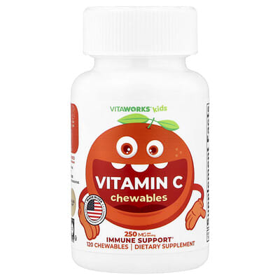VitaWorks, Kids, Vitamin C Chewables, Orange, 120 Chewables (125 mg per Chewable)