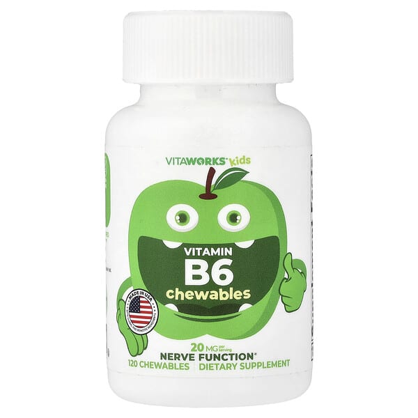 VitaWorks, Kids, Vitamin B6 Chewables, Green Apple, 120 Chewables (10 mg per Chewable) — product photo 1