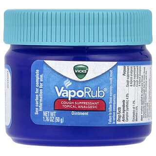 Vicks, VapoRub®, Öksürük Bastırıcı Topikal Analjezik Merhem, 1,76 oz (50 g)