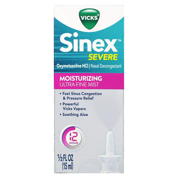 Vicks, Sinex Severe, Moisturizing Ultra Fine Mist, 0.5 fl oz (15 ml)