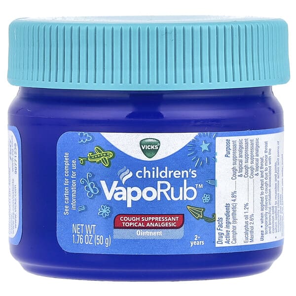 Vicks, Children's VapoRub™，軟膏，咳嗽舒緩，適合 2 歲以上兒童，1.76 盎司（50 克）