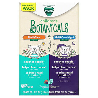 Vicks, Children's Botanicals, Multi-Care Day & Night, Ages 1+, Natural Berry , 2 Bottles, 4 fl oz (118 ml) Each