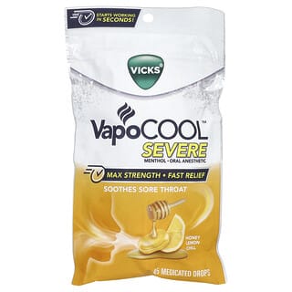 Vicks, VapoCool, Untuk Sakit Tenggorokan yang Parah, Madu Lemon Segar, 45 Tetes Obat