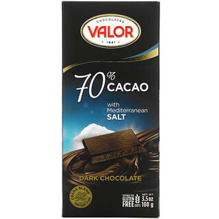 Valor, Chocolat noir, 70 % de cacao au sel méditerranéen, 100 g