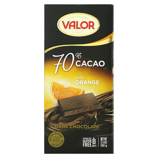 Valor, Chocolat noir, cacao à 70 %, à l'orange, 100 g (3,5 oz)
