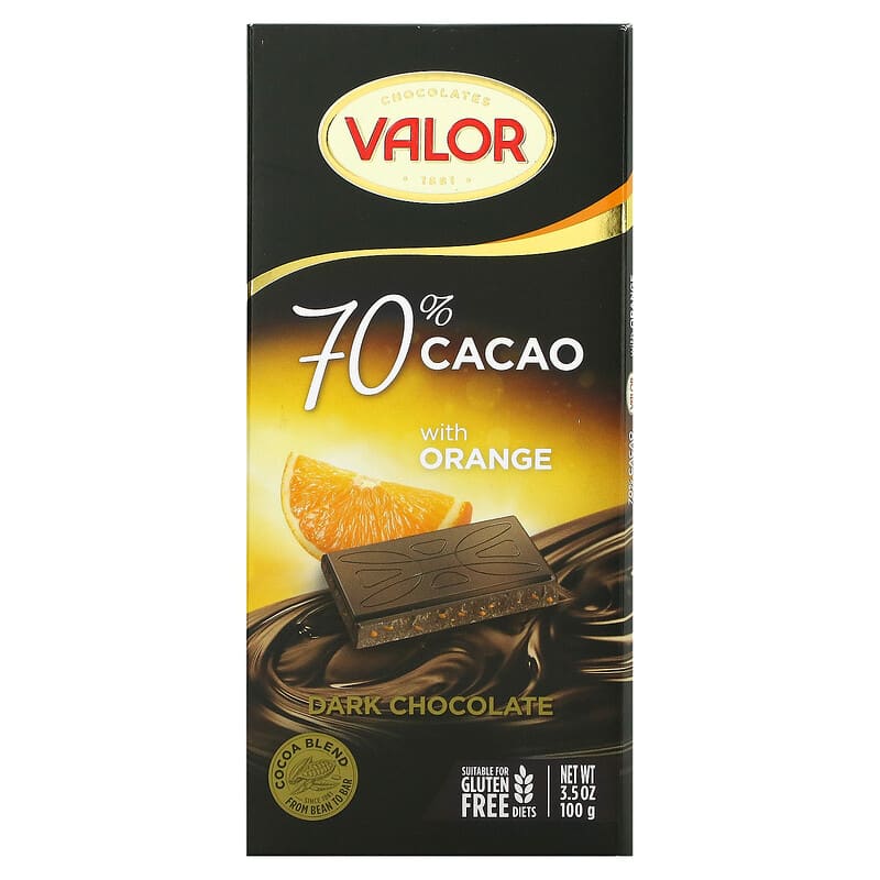 Chocolate negro 70% cacao relleno con mousse de naranja Valor 150 g -  Supermercados DIA