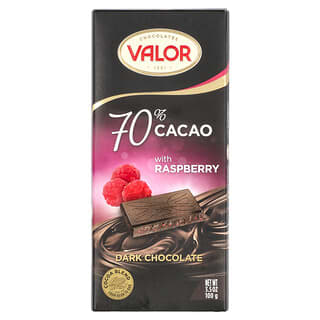 Valor, Chocolate Amargo, 70% Cacau com Framboesa, 100 g (3,5 oz)