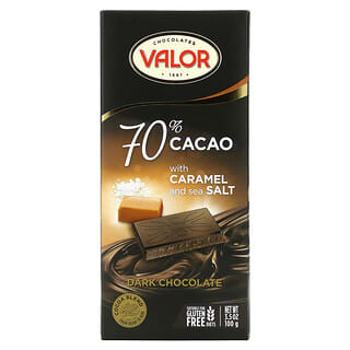 Valor, темный шоколад с карамелью и морской солью, 70% какао, 100 г (3,5 унции)