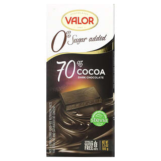 Valor, 0% Sugar Added, 70% Cocoa Dark Chocolate, 3.5 oz (100 g)