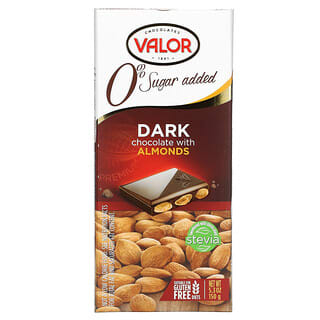 Valor, Темный шоколад с миндалем, 52% какао, без добавления сахара, 150 г (5,3 унции)