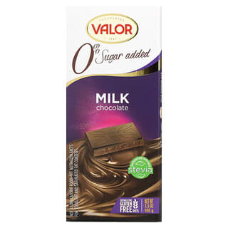 Valor, 含甜葉菊的牛奶巧克力棒，不添加糖，3.5 盎司（100 克）
