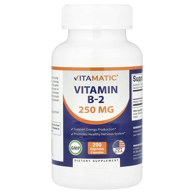 Vitamatic, Vitamin B-2, 250 mg, 200 Vegetarian Capsules