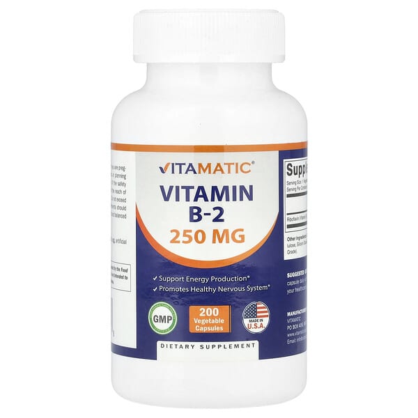 Vitamatic, 비타민B2, 250mg, 베지 캡슐 200정