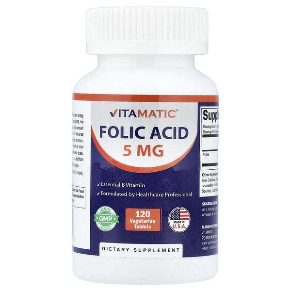 Folic Acid, 120 Vegetarian Tablets (8,333 mcg per Tablet)