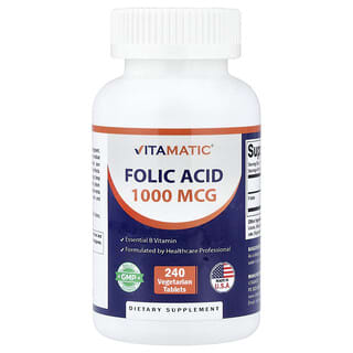Vitamatic, Folic Acid, 1,000 mcg, 240 Vegetarian Tablets