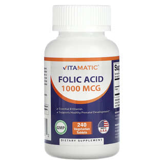 Vitamatic, Фолиевая кислота, 1000 мкг, 240 вегетарианских таблеток