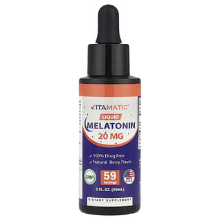 Vitamatic, Melatonina líquida, Baya natural, 20 mg, 59 ml (2 oz. líq.)