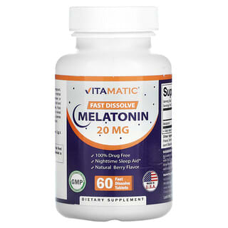 Vitamatic, Mélatonine à dissolution rapide, 20 mg, 60 comprimés à dissolution rapide