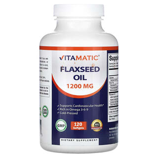 Vitamatic, フラックスシードオイル（亜麻仁油）、1,200mg、ソフトジェル120粒