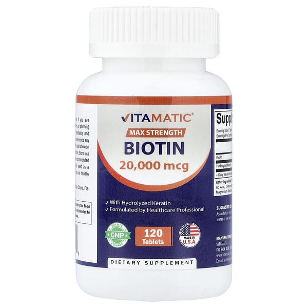 Biotin With Hydrolyzed Keratin, 120 Tablets