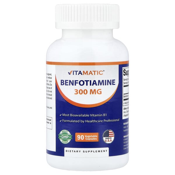 Vitamatic Benfotiamine, 300 mg, 90 Vegetable Capsules