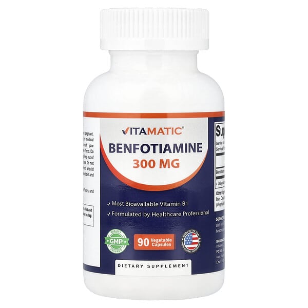 Vitamatic, Benfotiamin, 300 mg, 90 vegetabilske kapsler
