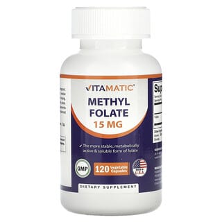 Vitamatic, Folate de méthyle, 15 mg, 120 capsules végétales