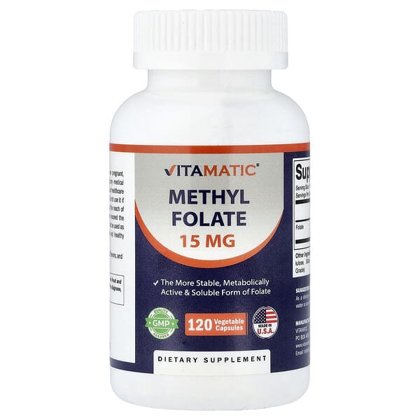 Vitamatic, 메틸엽산, 15mg, 베지 캡슐 120정