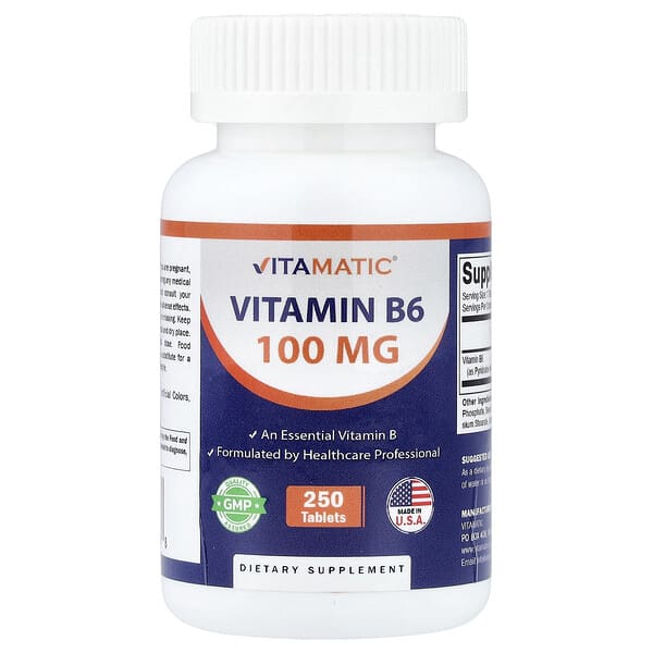 Vitamin B6, 100 mg, 250 Tablets