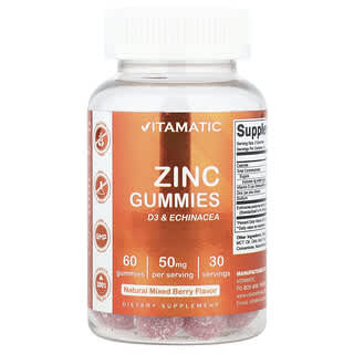 Vitamatic, Zinc Gummies, Mixed Berry, 50 mg, 60 Gummies (25 mg Per Gummy)