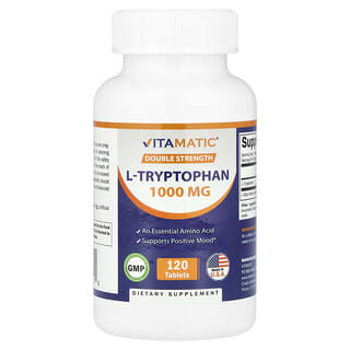 Vitamatic, L-Triptofan, Kekuatan Ganda, 1.000 mg, 120 Tablet