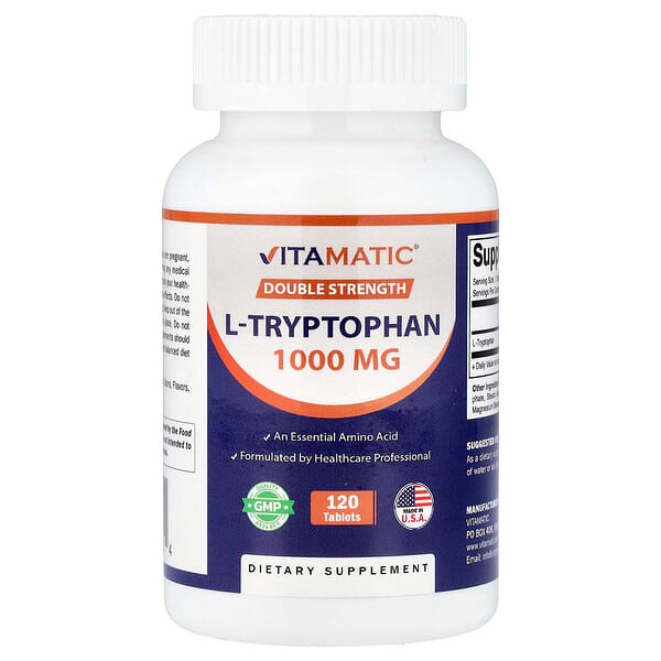 Vitamatic, L-tryptofan, dobbelt styrke, 1.000 mg, 120 tabletter