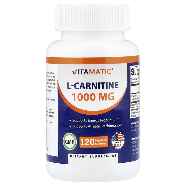 L-Carnitine, 120 Vegetable Capsules (500 mg per Capsule)