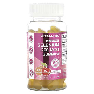 Vitamatic, Selenio, Melocotón natural, 200 mcg, 90 gomitas