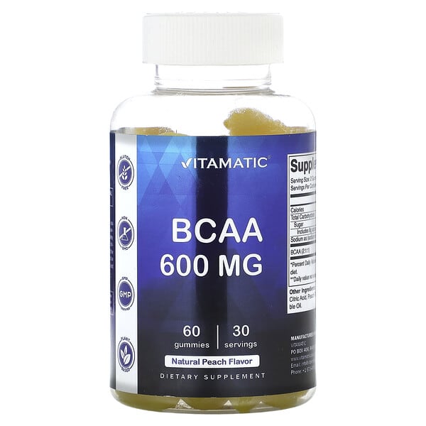BCAA, Natural Peach, 60 Gummies (300 mg per Gummy)