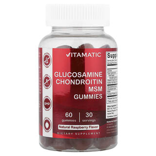 Vitamatic, Glucosamin-Chondroitin-MSM-Fruchtgummis, natürliche Himbeere, 60 Fruchtgummis