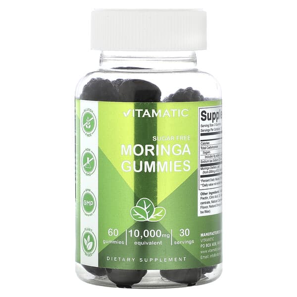 Vitamatic Sugar Free Moringa Gummies, 60 Gummies (5,000 mg per Gummy)