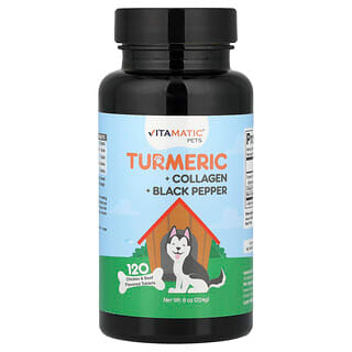 Vitamatic （バイタマティック）, ペット用品、ターメリック＋コラーゲン＋ブラックペッパー、チキン＆ビーフ、120粒、224g（8オンス）