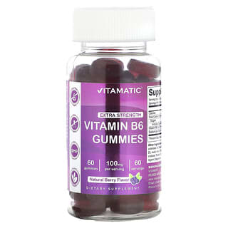 Vitamatic, Vitamina B6, Concentración extra, Bayas, 100 mg, 60 gomitas (50 mg por gomita)