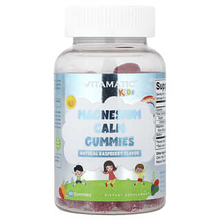 Vitamatic, barn, magnesium lugna gummier, naturliga hallon, 60 gummies