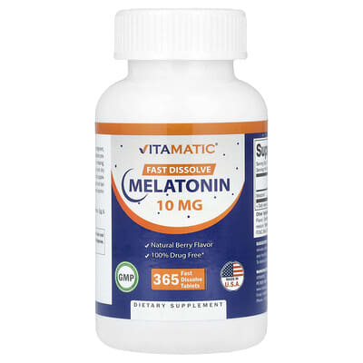 Vitamatic, Melatonin, Berry Flavor, 10 mg, 365 Rapid Dissolve Tablets