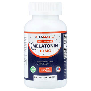Vitamatic, Melatonin, Natural Berry, 10 mg, 365 Fast Dissolve Tablets
