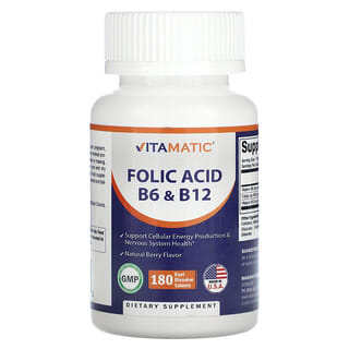 Vitamatic, Acide folique B6 et vitamine B12, Baies naturelles, 180 comprimés à dissolution rapide