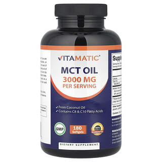 Vitamatic, MCT（中鎖脂肪酸トリグリセリド）オイル、3,000mg、ソフトジェル180粒（ソフトジェル1粒あたり1,000mg）